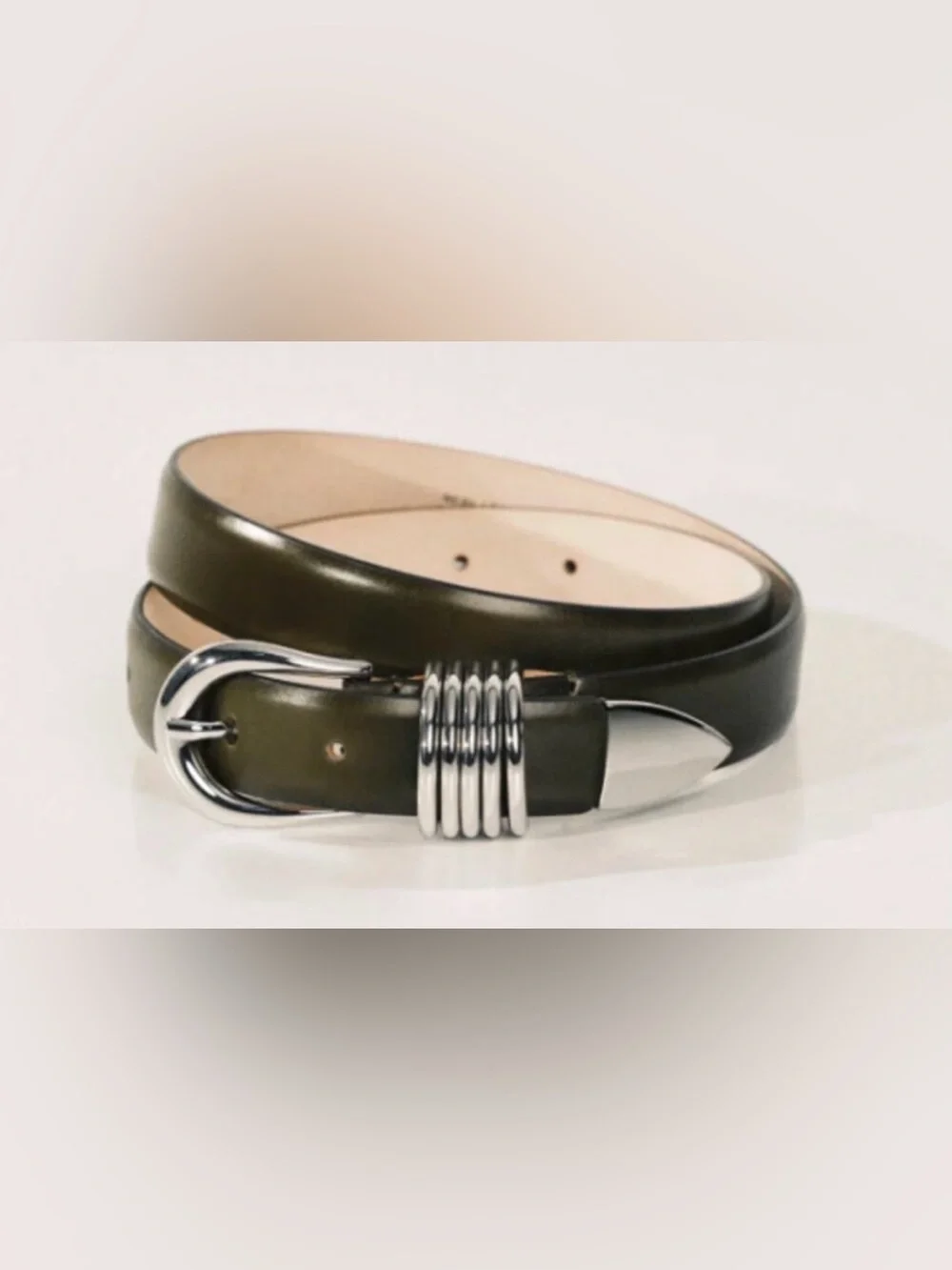 NWT Dehanche Hollyhock Belt - Khaki Green & Silver size XL